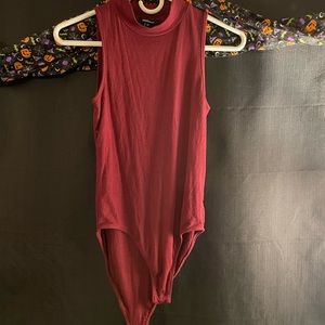 Maroon high neck body suit